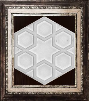 15x17 Cm Rölyefli Yıldız Beyaz Altıgen Çini Karo