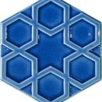 15x17 Cm Rölyefli Yıldız Kobalt Altıgen Seramik