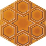 15x17 Cm Rölyefli Yıldız Karamel Altıgen Seramik