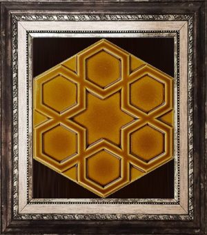 15x17 Cm Rölyefli Yıldız Karamel Altıgen Çini Karo