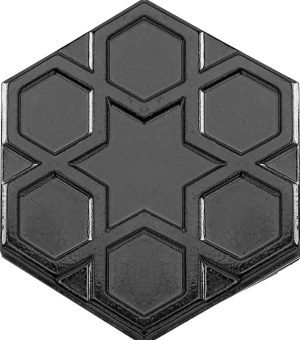 15x17 Cm Rölyefli Yıldız Metalik Altıgen Çini Karo