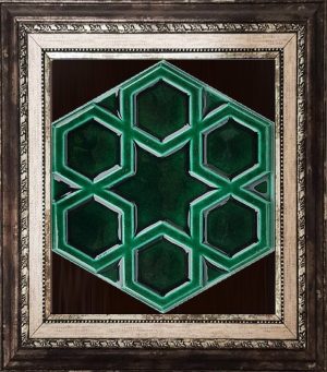 15x17 Cm Rölyefli Yıldız Yeşil Altıgen Çini Karo