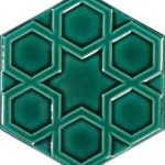 15x17 Cm Rölyefli Yıldız Yeşil Altıgen Seramik