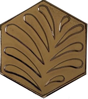 15x17 Cm Yaprak Bronz Altıgen Seramik