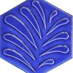 15x17 Cm Yaprak Kobalt Altıgen Seramik