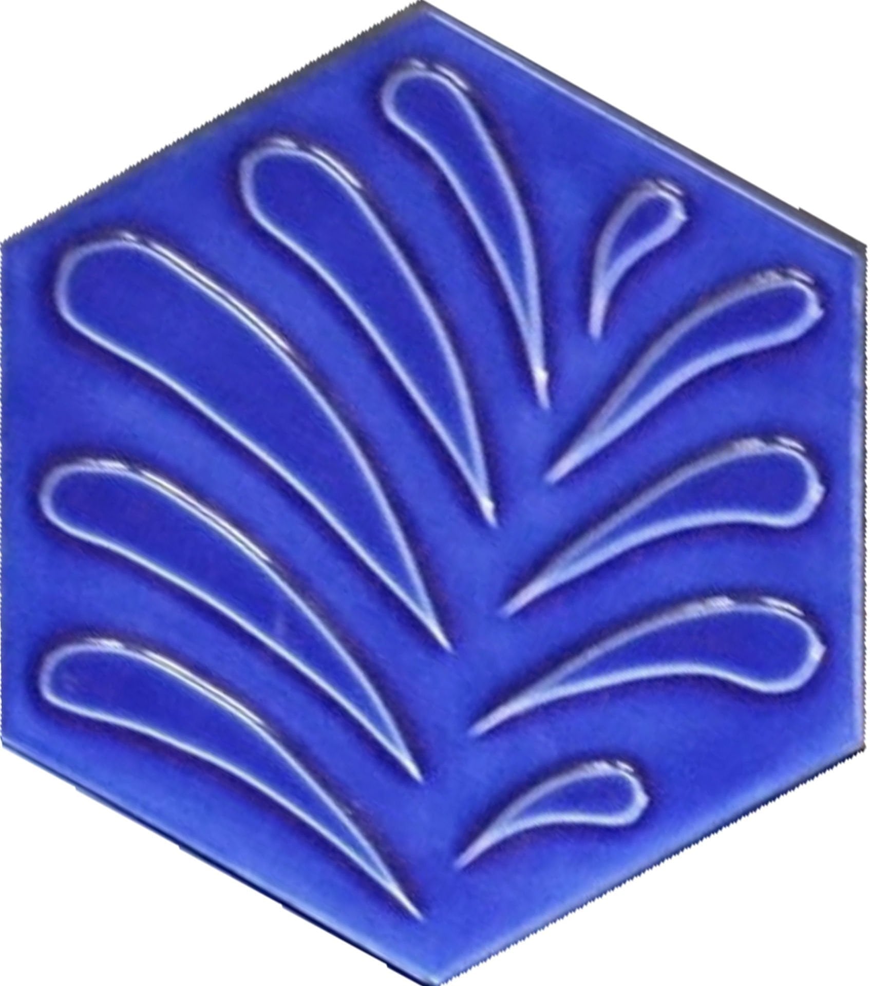 15x17 Cm Yaprak Kobalt Altıgen Seramik