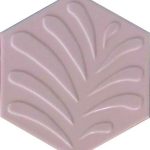 15x17 Cm Yapraklı Açık pembe Altıgen Çini Seramik