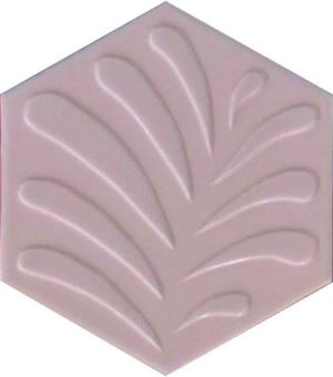 15x17 Cm Yapraklı Açık pembe Altıgen Çini Seramik