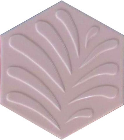 15x17 Cm Yapraklı Açık pembe Altıgen Çini Seramik