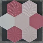 15x17 Cm Rölyefli Yıldız Koyu Pembe Altıgen Seramik
