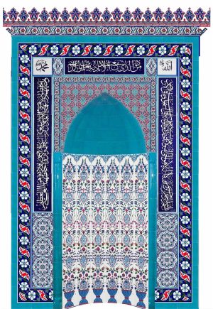 180x290 KS-21 Çiçek Çinili Mescit Mihrap Cami Mihrapları