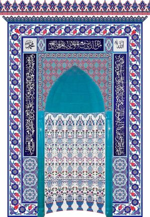 180x290 KS-26 Laleli Çini Mescit Mihrap Cami Mihrapları