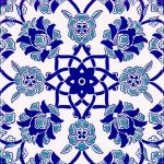 20x20 Cm Ac 10 Selçuk Mavi Çiçek Desenli Kütahya Çini