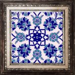 20x20 Cm Ac 10 Selçuk Mavi Çiçek Desenli Kütahya Çini
