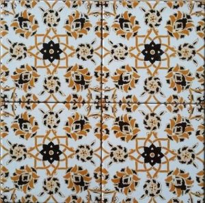 20x20 Cm Ac 10 Selçuk Sarı Çiçek Desenli Kütahya Çini