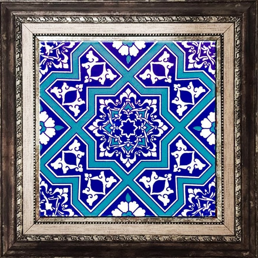 20x20 Cm Ac 12 Selçuk Yıldız Geçme Desenli Çini Karo