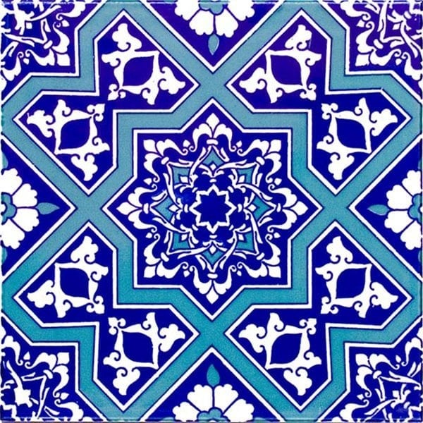 20x20 Cm Ac 12 Selçuk Yıldız Geçme Desenli Çini Karo