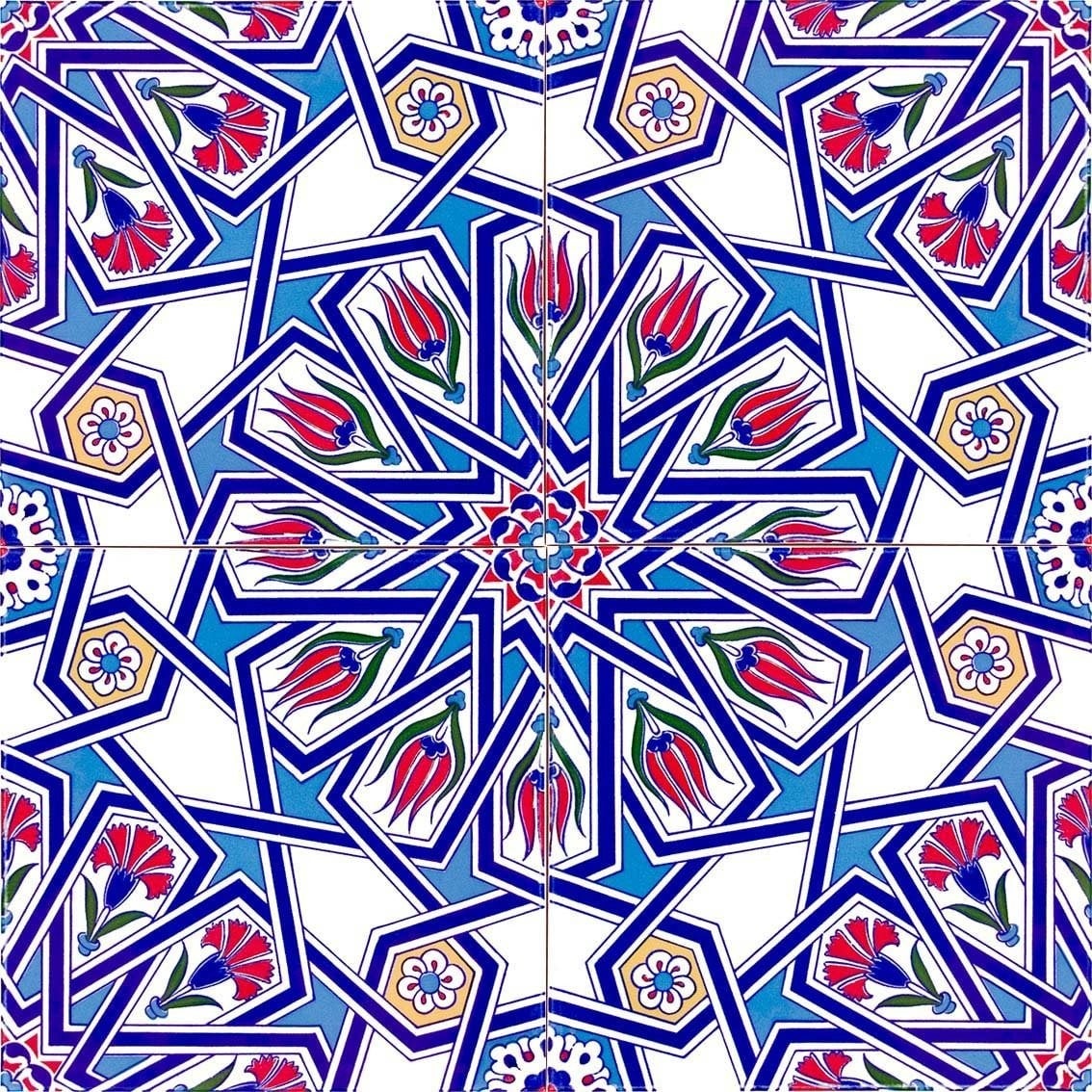 20x20 Cm Ac 17 Geometrik Desenli Çini Seramik Karo