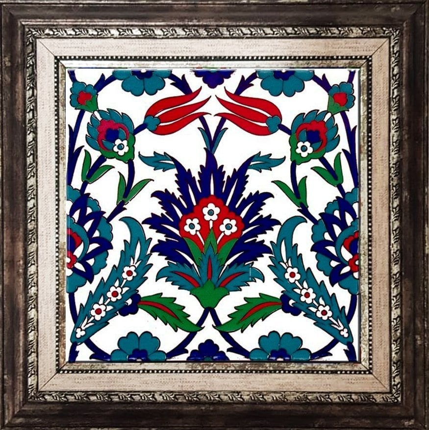 20x20 Cm Ac 19 Laleli Desen Osmanlı Çini Seramik Karo