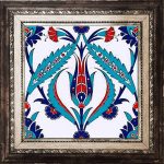 20x20 Cm Ac 2 Kırmızı Lale Desenli İznik Çini Seramik Karo