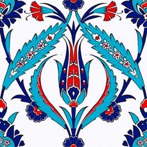 20x20 Cm Ac 2 Kırmızı Lale Desenli İznik Çini Karo