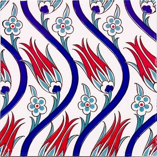 20x20 Cm Ac 20 Sarmaşık Lale Desenli Çini Seramik Karo