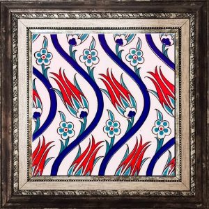 20x20 Cm Ac 20 Sarmaşık Lale Desenli Çini Seramik Karo