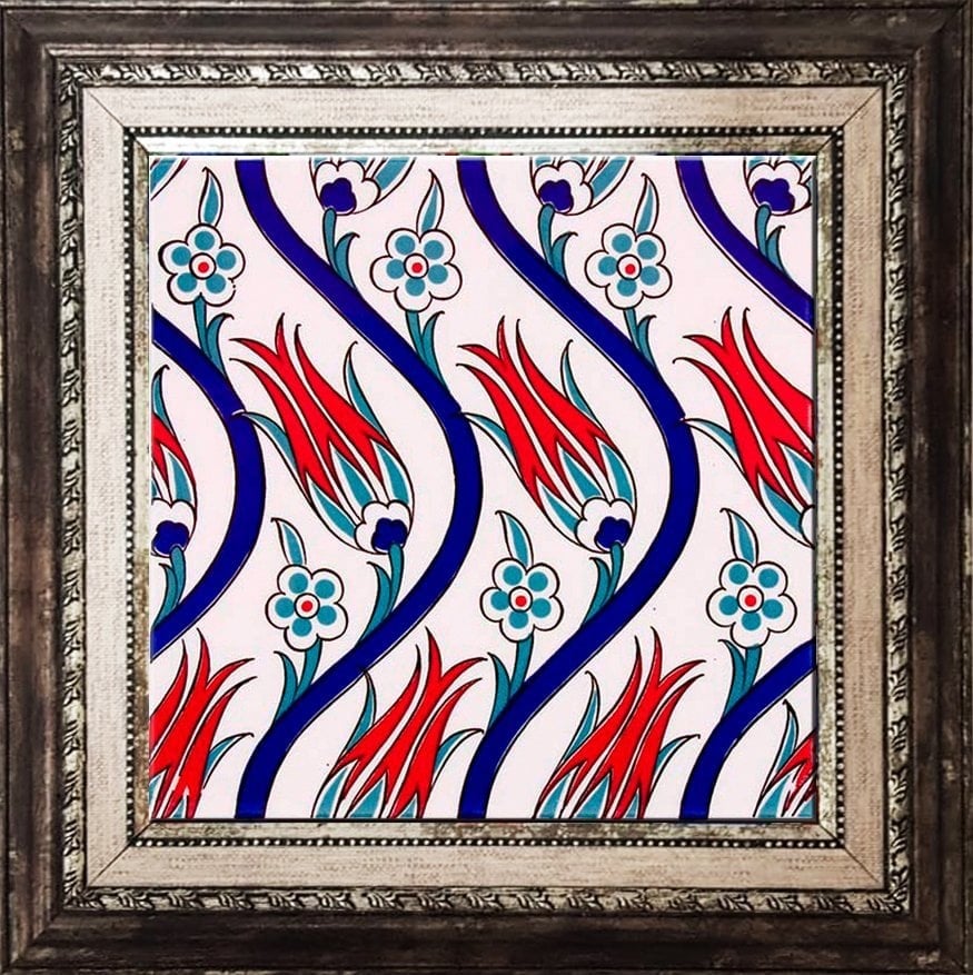 20x20 Cm Ac 20 Sarmaşık Lale Desenli Çini Seramik Karo