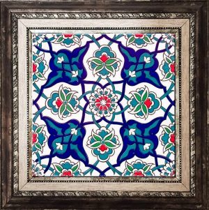 20x20 Cm Ac 27 Kütahya Çini Rumi Desenli İznik Çini Karo
