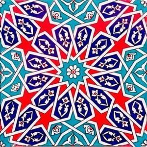 20x20 Cm Ac 28 Geometrik Desenli İznik Kırmızı Çini Karo