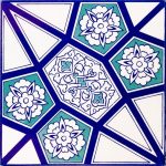 20x20 Cm AC 3 A Geometrik Mavi Beyaz Desen Çini Karo
