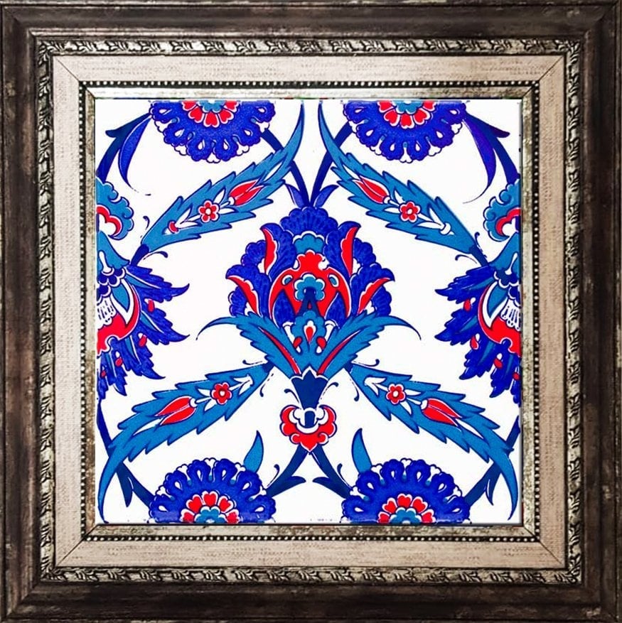 20x20 Cm Ac 30 İznik Desenli Kütahya Çini Karo Seramik