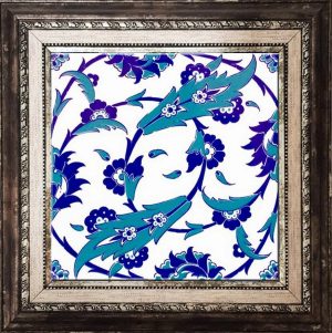 20x20 Cm Ac 32 Selçuklu Mavi Beyaz Kütahya Çini Karo