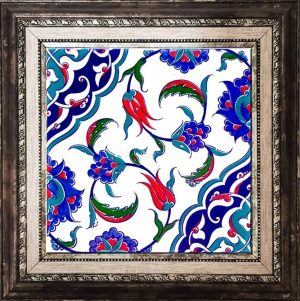 20x20 Cm Ac 44 Osmanlı İznik Desen Kütahya Çini Karo