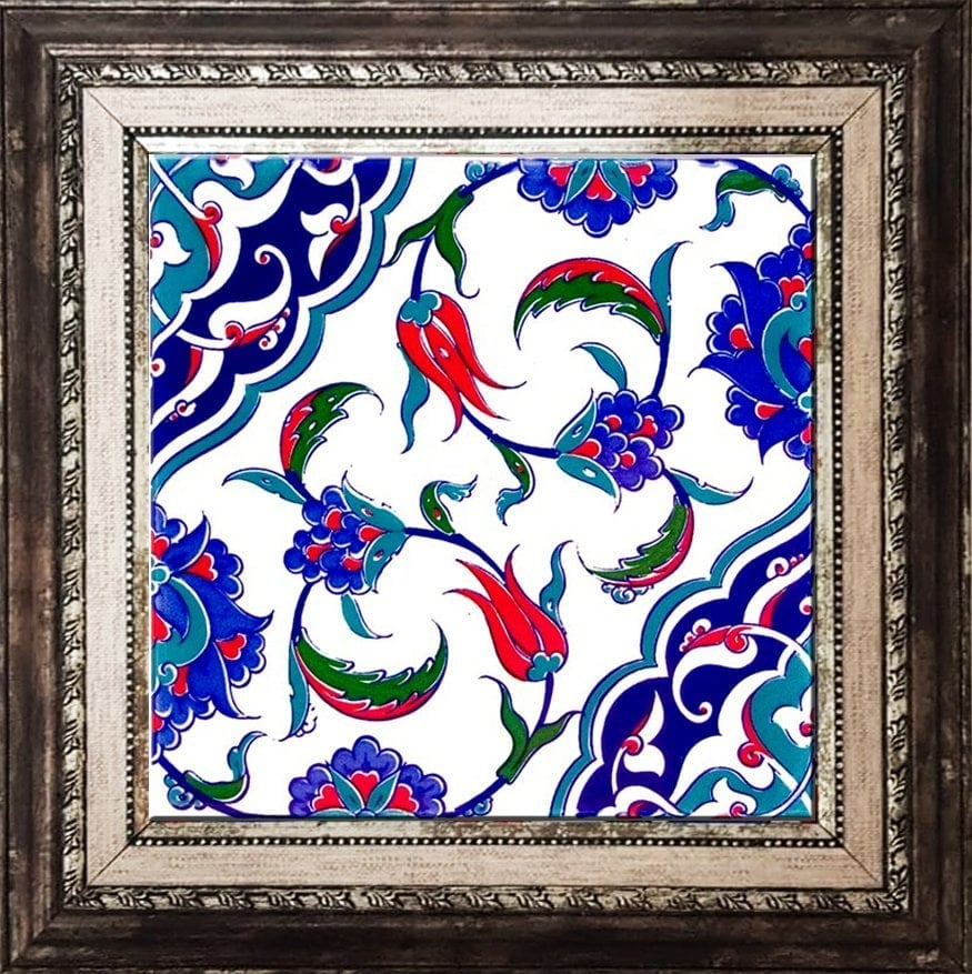 20x20 Cm Ac 44 Osmanlı İznik Desen Kütahya Çini Karo