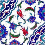 20x20 Cm Ac 44 Osmanlı İznik Desen Kütahya Çini Karo