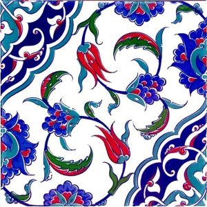 20x20 Cm Ac 44 Osmanlı İznik Desen Kütahya Çini Karo