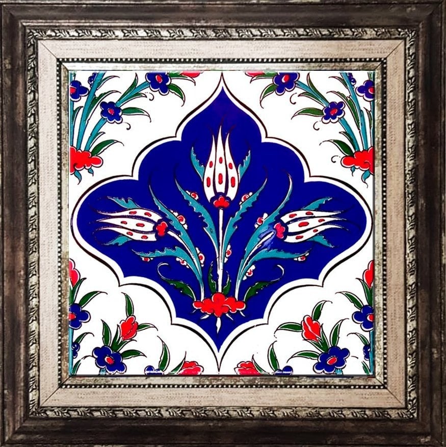 20x20 Cm Ac 45 Kütahya Çinisi İznik Desenli Çini Karo