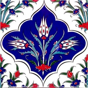 20x20 Cm Ac 45 Kütahya Çinisi İznik Desenli Çini Karo