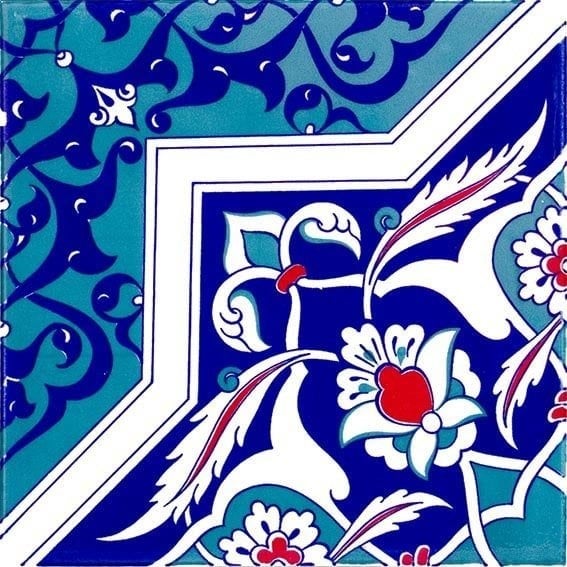 20x20 Cm Ac 49 Türkmen Yıldız Desenli Kütahya Çini Karo