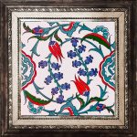 20x20 Cm Ac 5 İznik Dönence Çiçek Desenli Çini Karo