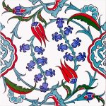 20x20 Cm Ac 5 İznik Dönence Çiçek Desenli Çini Karo