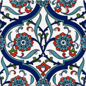 20x20 Cm Ac 56 Kütahya Çinisi İznik Desenli Çini Karo