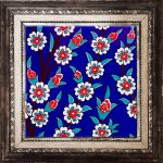 20x20 Cm Ac 60 Kobalt Papatya Kütahya Çini Desenli Karo