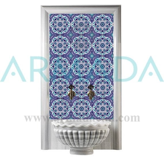 20x20 Cm Ac 92 Osmanlı Mavi Beyaz Kütahya Çini Karo