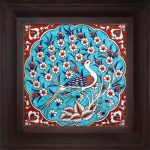 20x20 Cm ED 301 Turkuaz Tavus Kuşu Kütahya Çini Pano