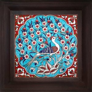 20x20 Cm ED 301 Turkuaz Tavus Kuşu Kütahya Çini Pano