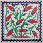 20x20 Cm ED 304 Kobalt Lalezar Eldekoru Çini Pano