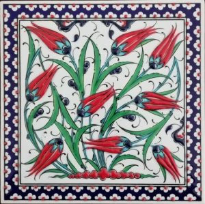 20x20 Cm ED 304 Kobalt Lalezar Eldekoru Çini Pano