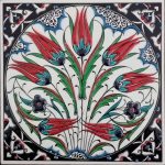 20x20 Cm ED 305 Kobalt Rumi Lalezar Eldekoru Çini Pano